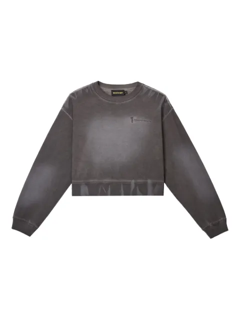 Mini Cream sudadera corta con logo bordado