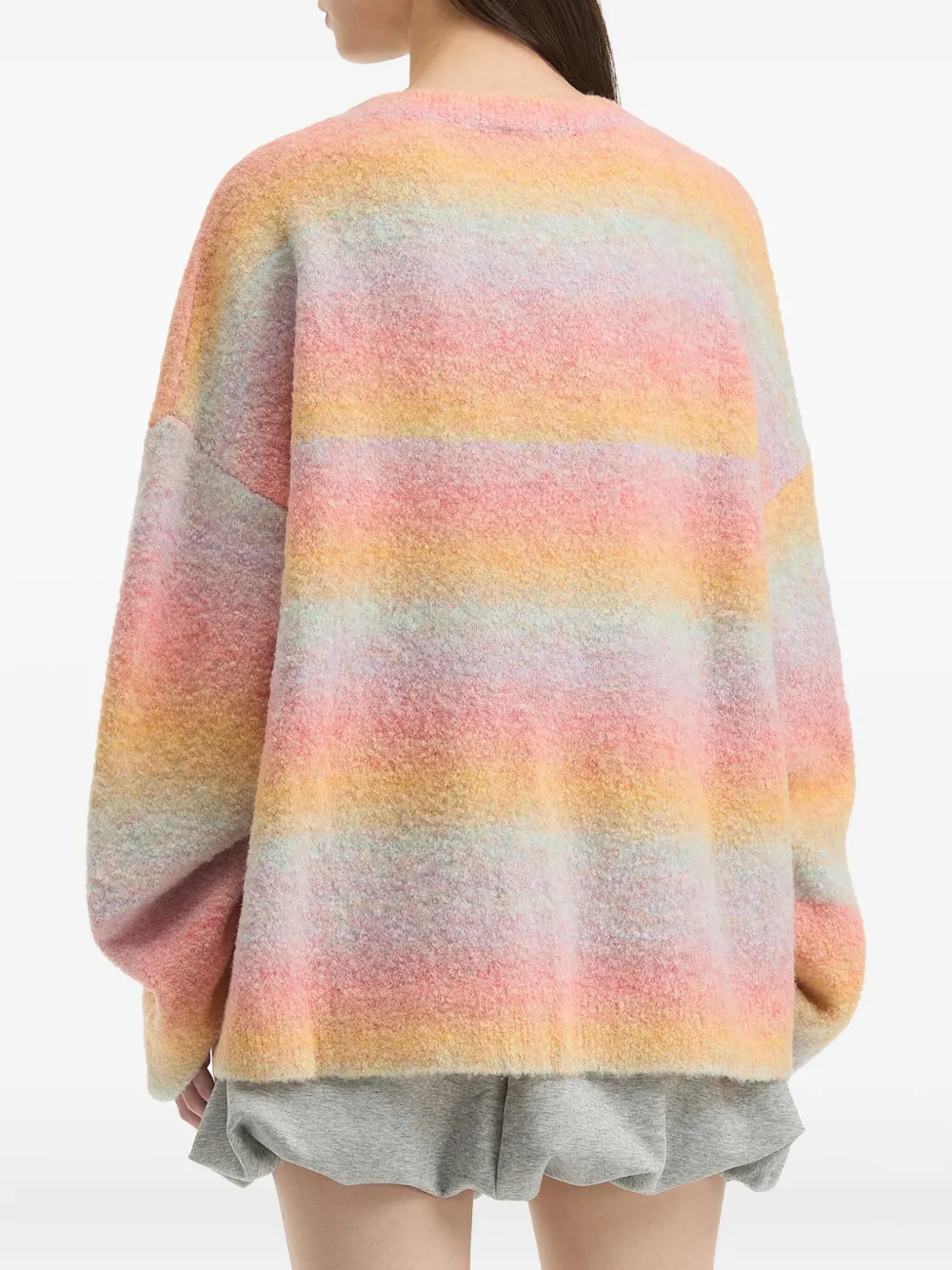 B+ab Striped V-neck Sweater In Pink