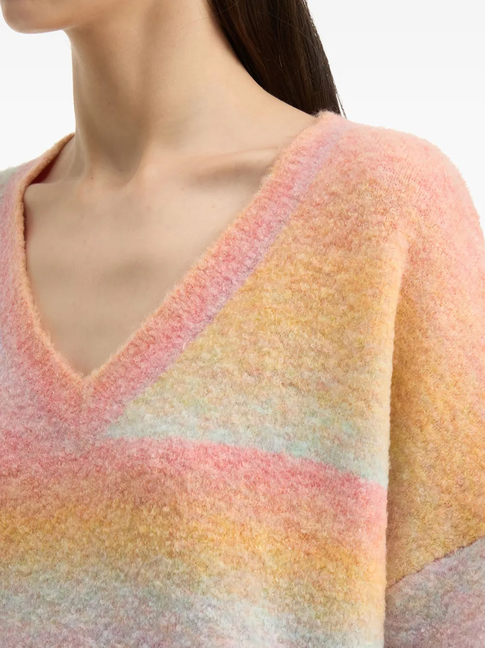 B+ab Striped V-neck Sweater In Pink
