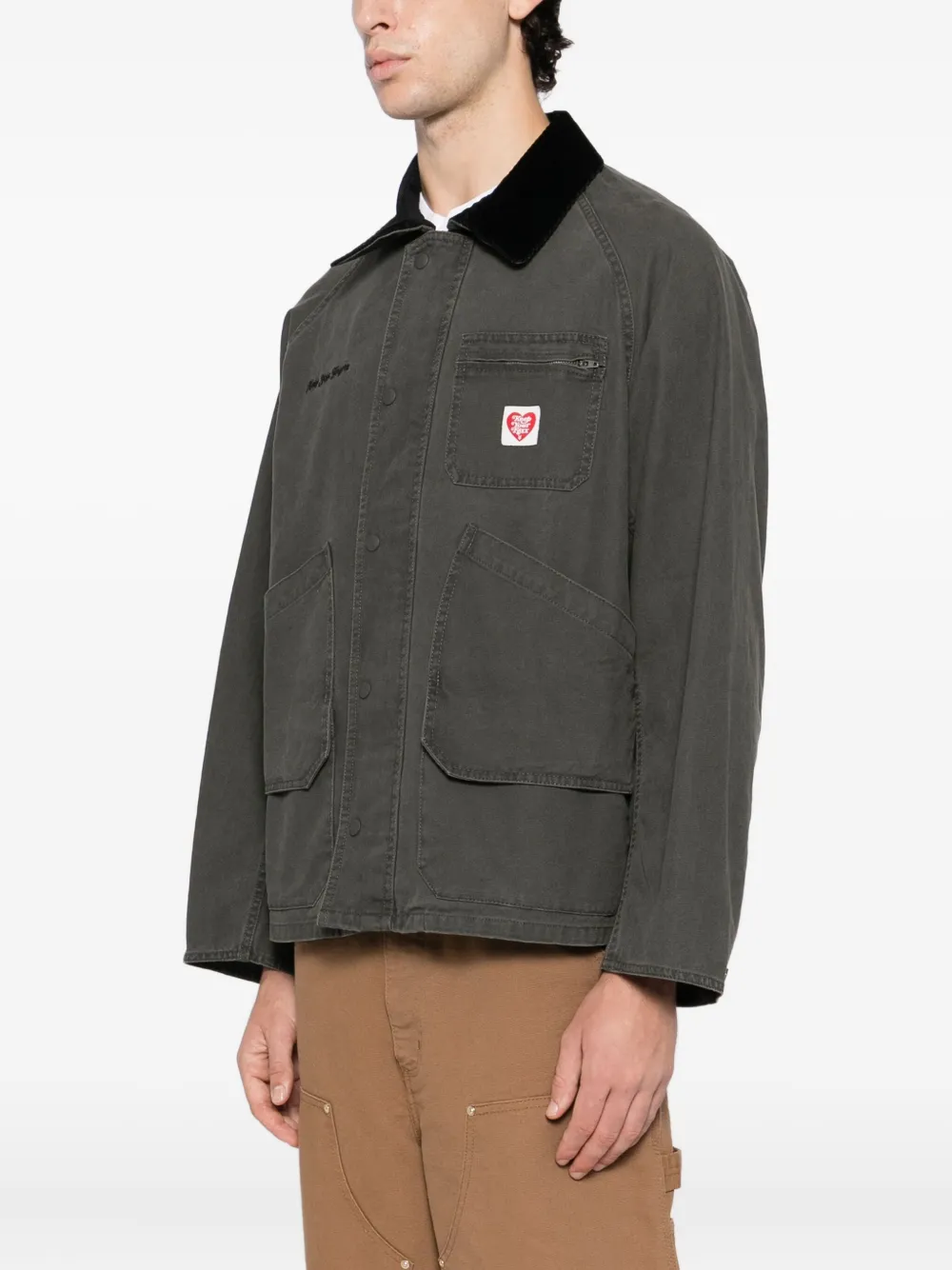 Fingercroxx Slogan-embroidered Jacket In Gray