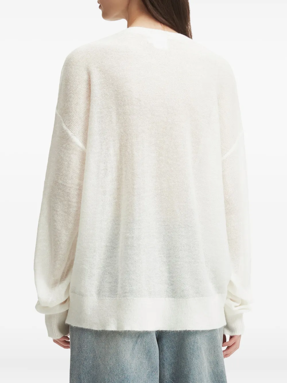 B+ab Embroidered Ribbon-detail Sweater In White