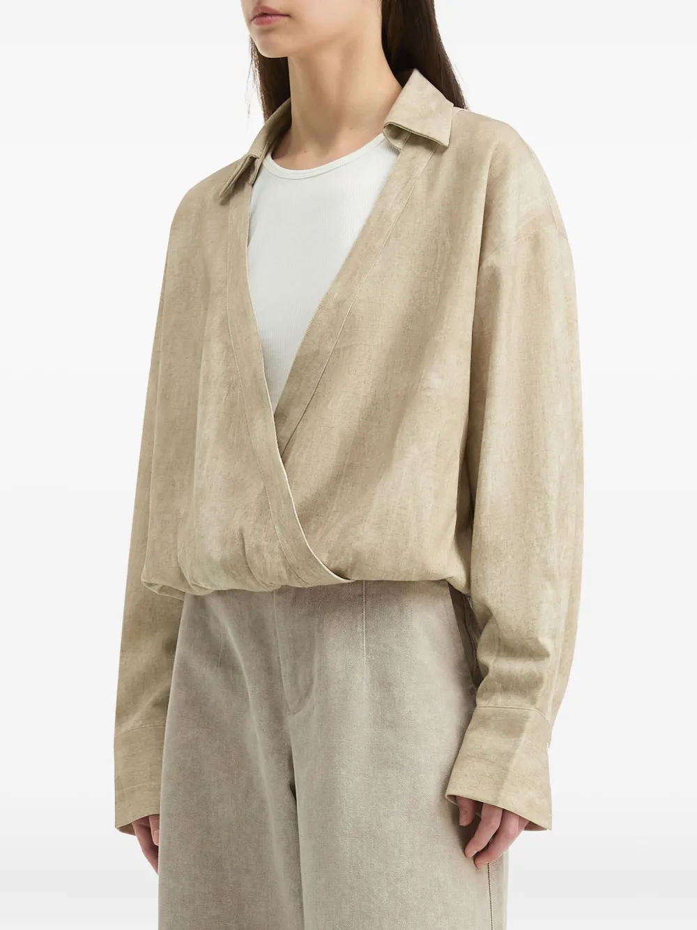 B+ab Wrap-effect Shirt Top In Brown
