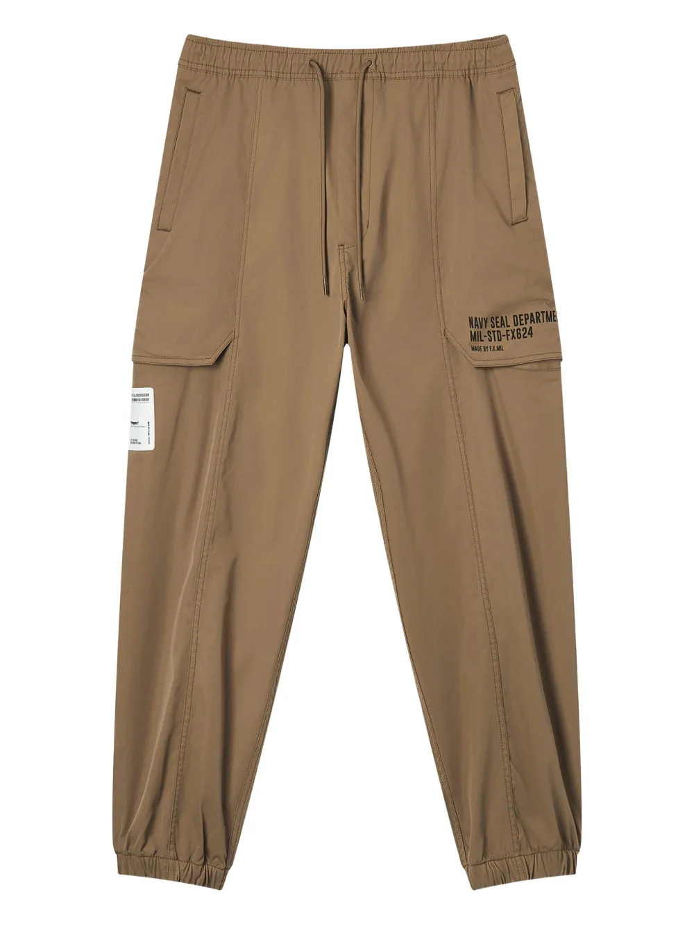 Fingercroxx Elasticated Cargo-pocket Trousers In Gold