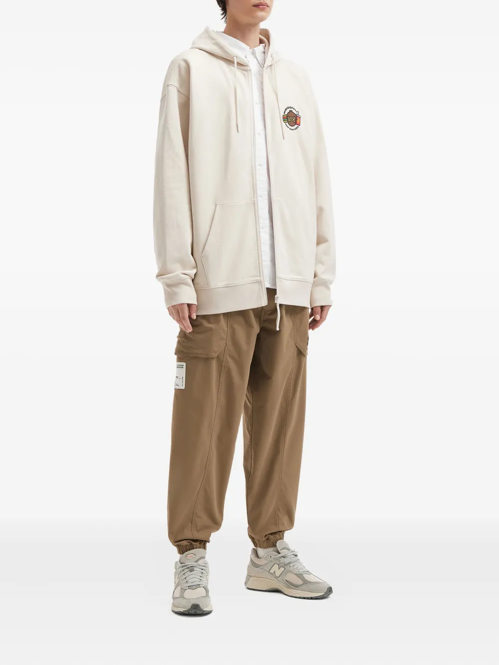 FINGERCROXX Elastische broek met cargo zak - Bruin