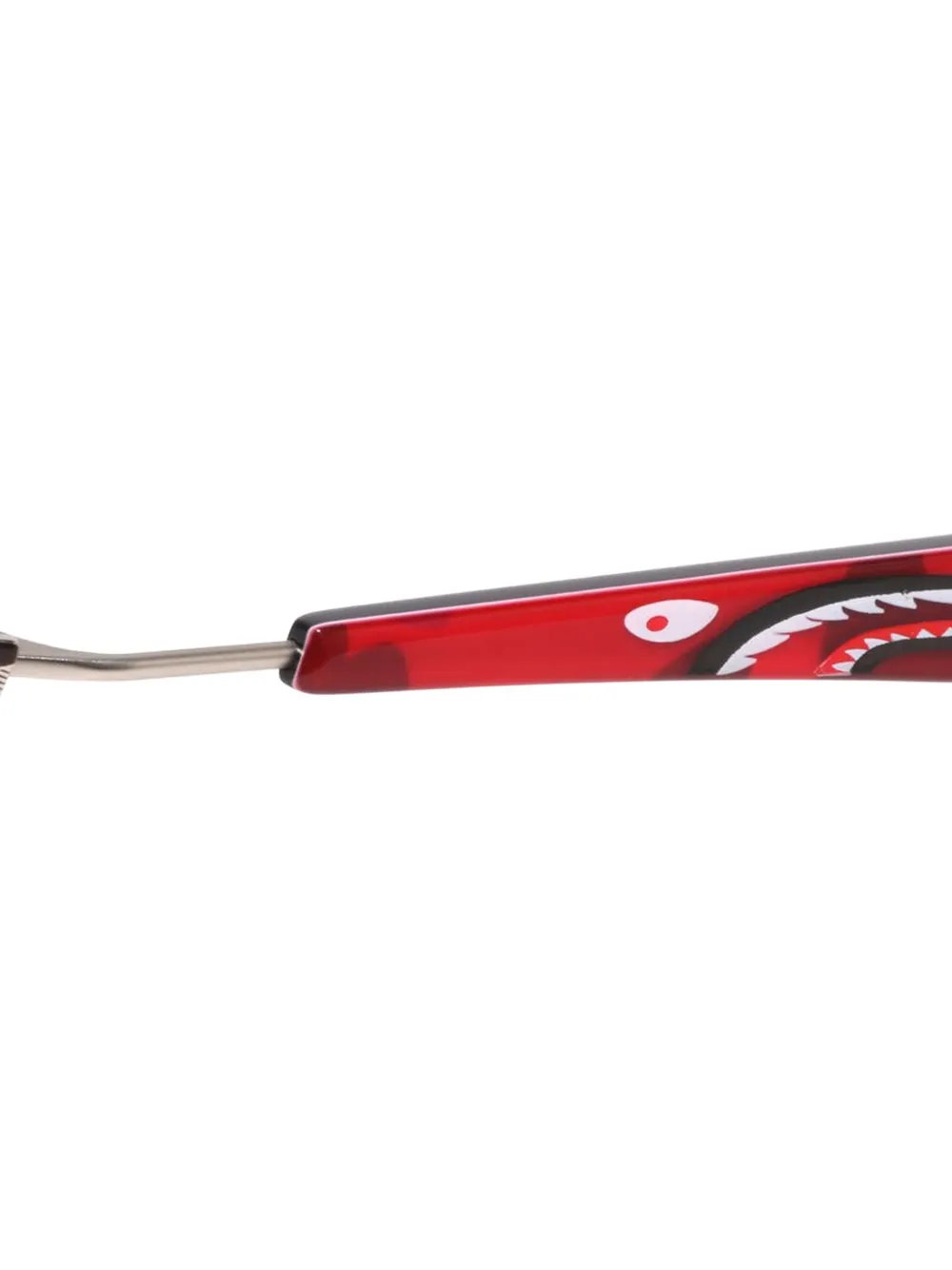 A BATHING APE Bril met rond montuur en haaienpatroon Zwart