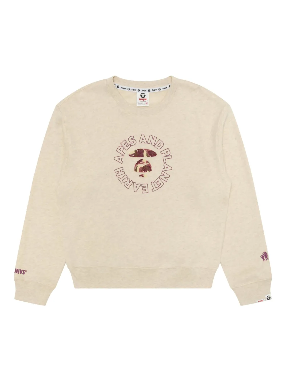 AAPE BY *A BATHING APE® logo-print crew-neck sweater | Neutrals | Image 1