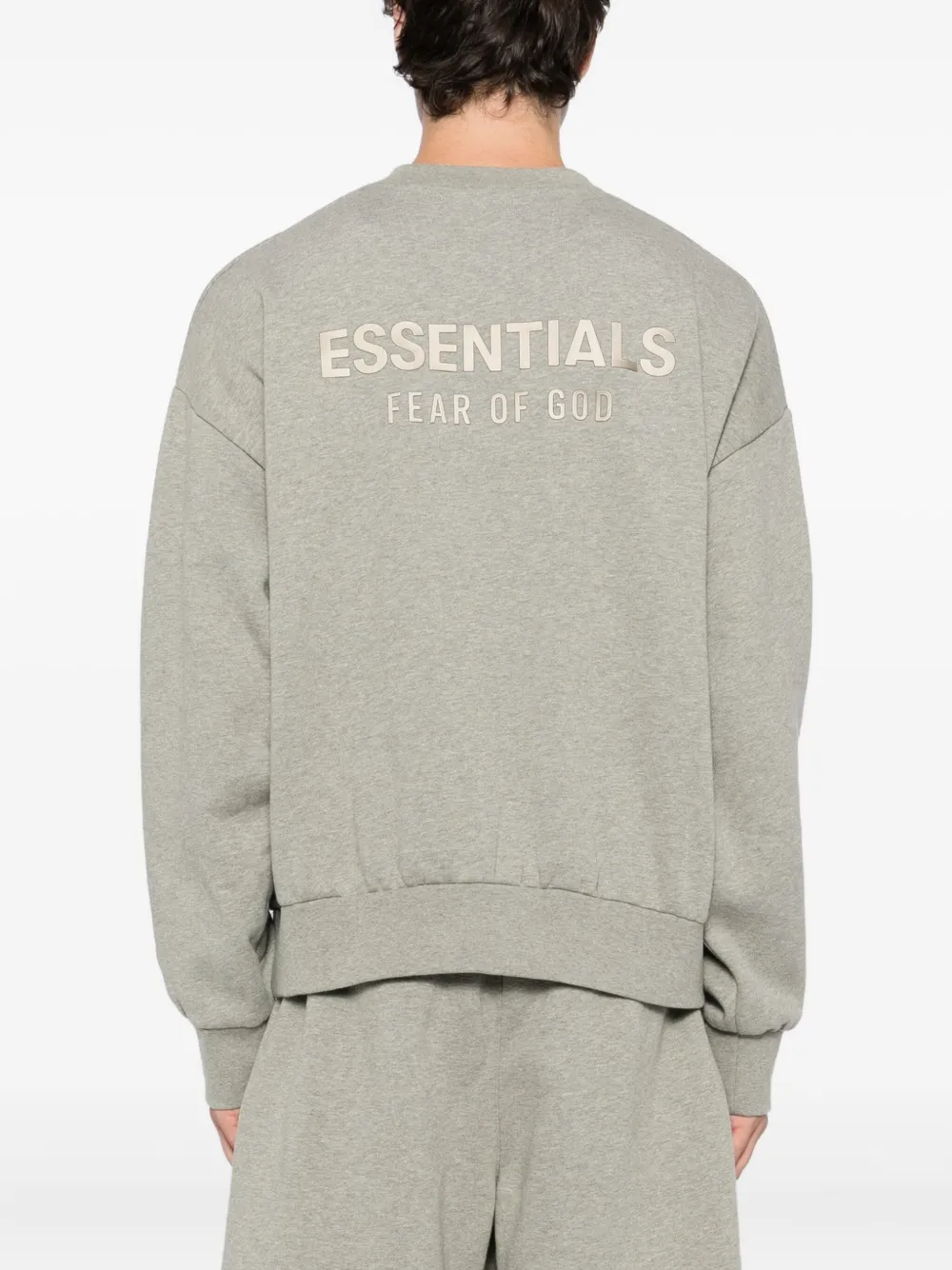 Essentials Gray Classic Fit Fleece Crewneck Sweatshirt In Gray