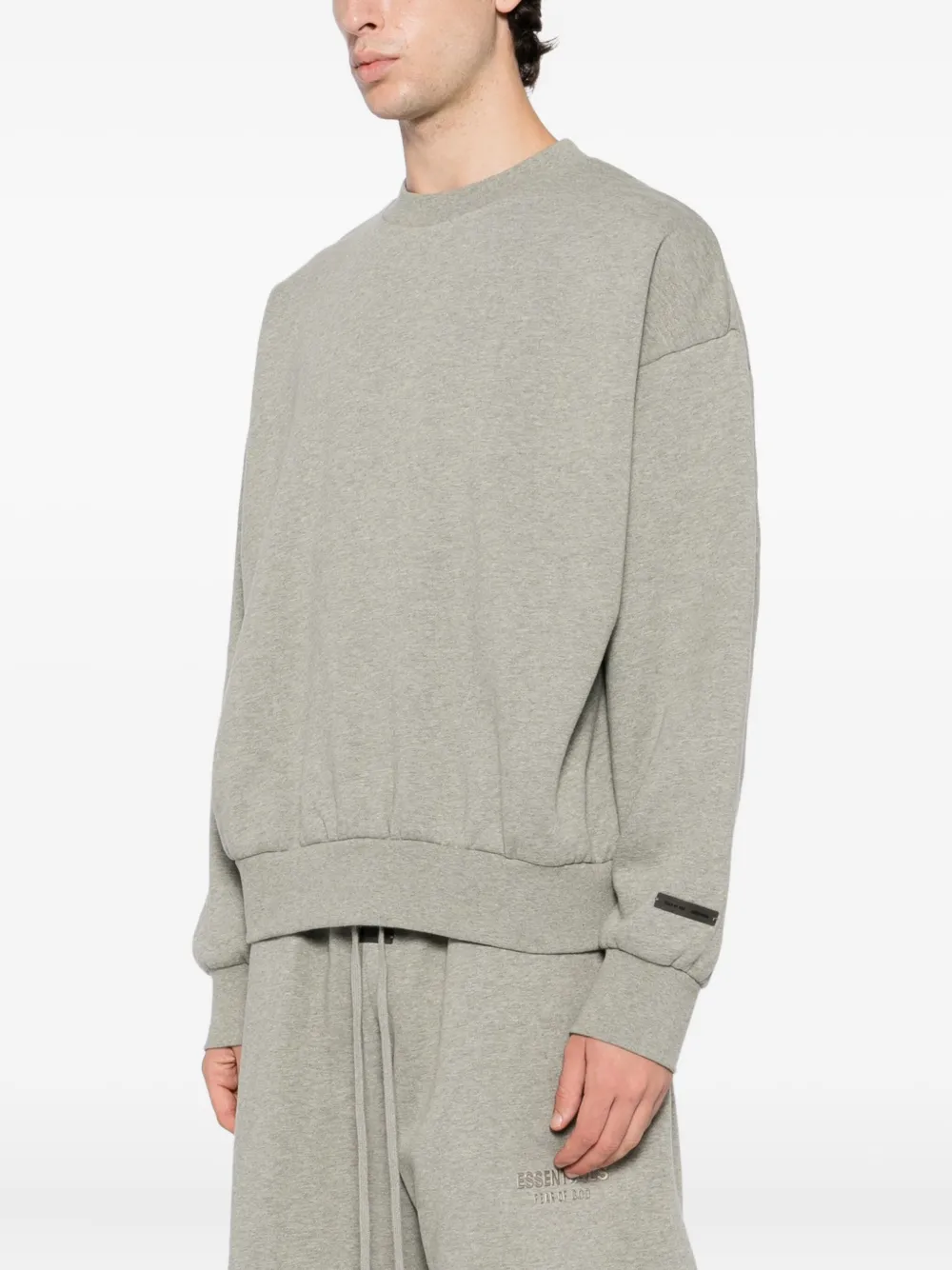 Essentials Gray Classic Fit Fleece Crewneck Sweatshirt In Gray