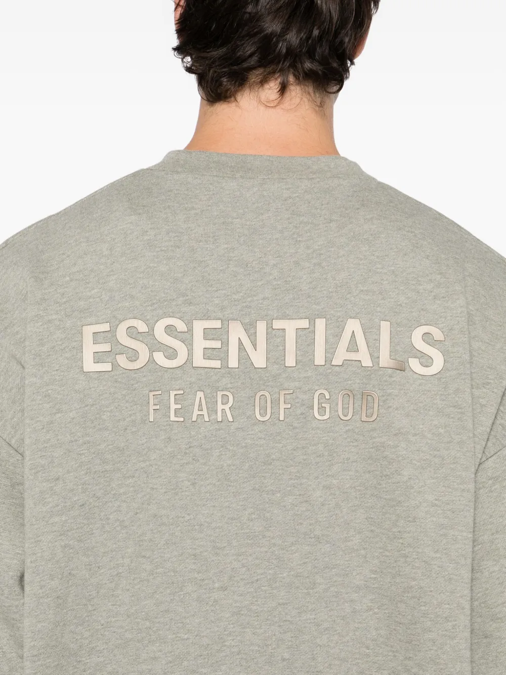 Essentials Gray Classic Fit Fleece Crewneck Sweatshirt In Gray