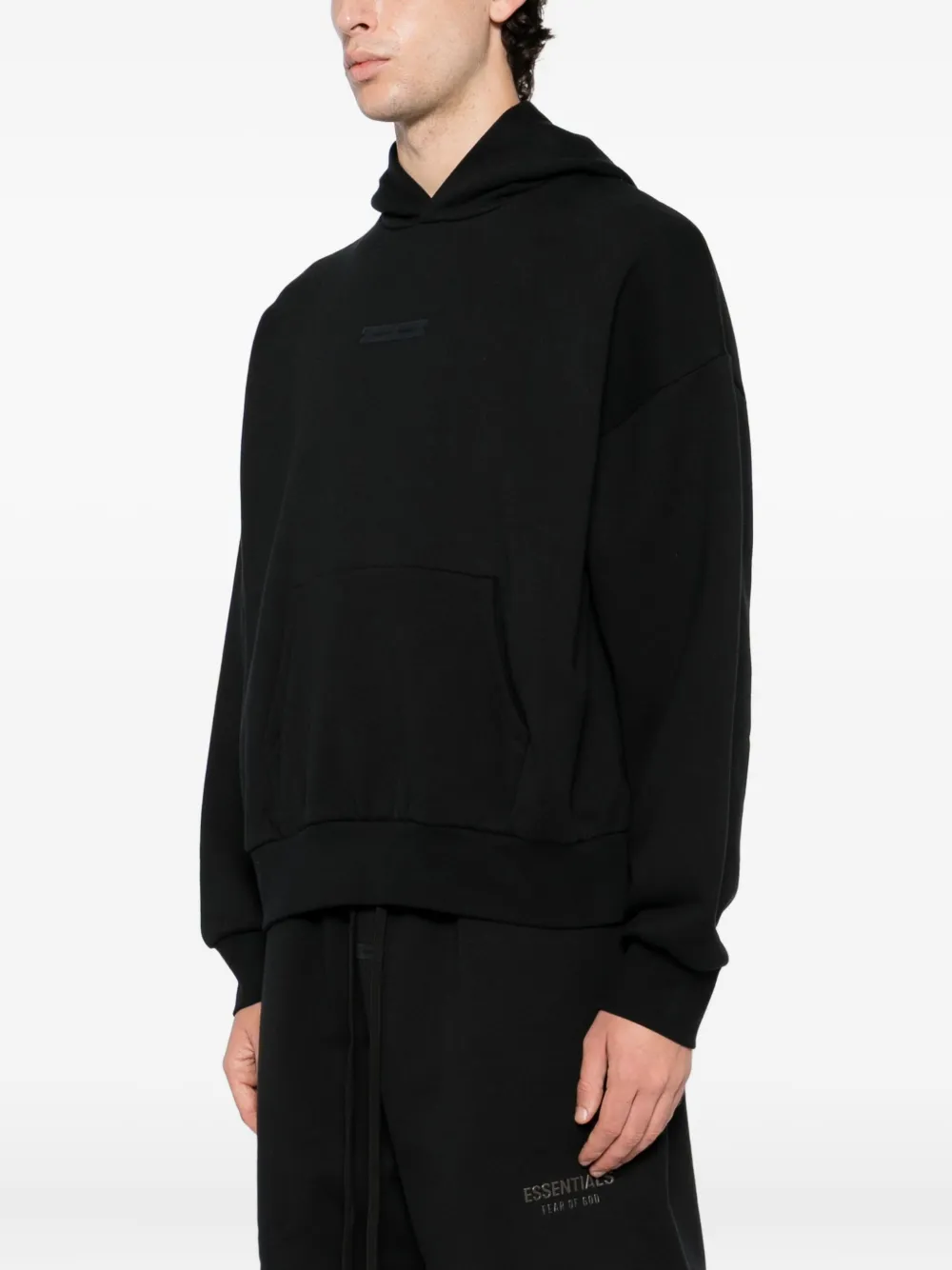 Essentials Logo-patched Hoodie In Black