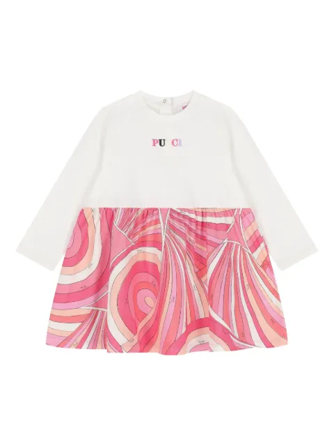 PUCCI Junior logo-embroidered swirl-print dress