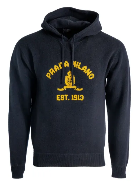 Prada logo-embroidered hoodie