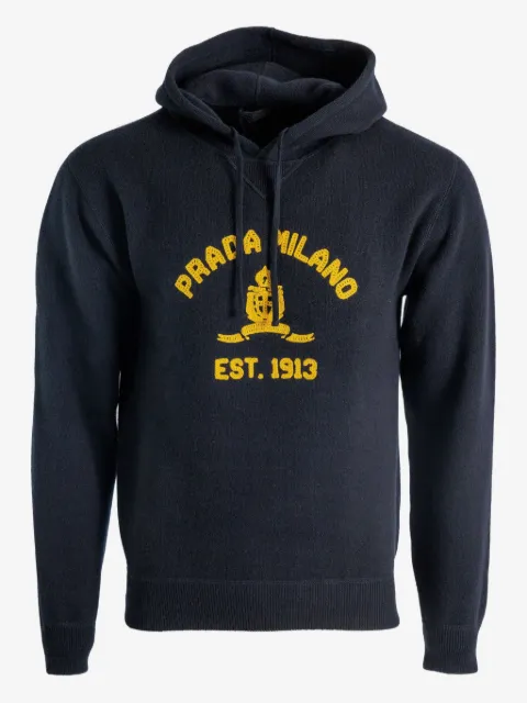 Prada logo-embroidered hoodie