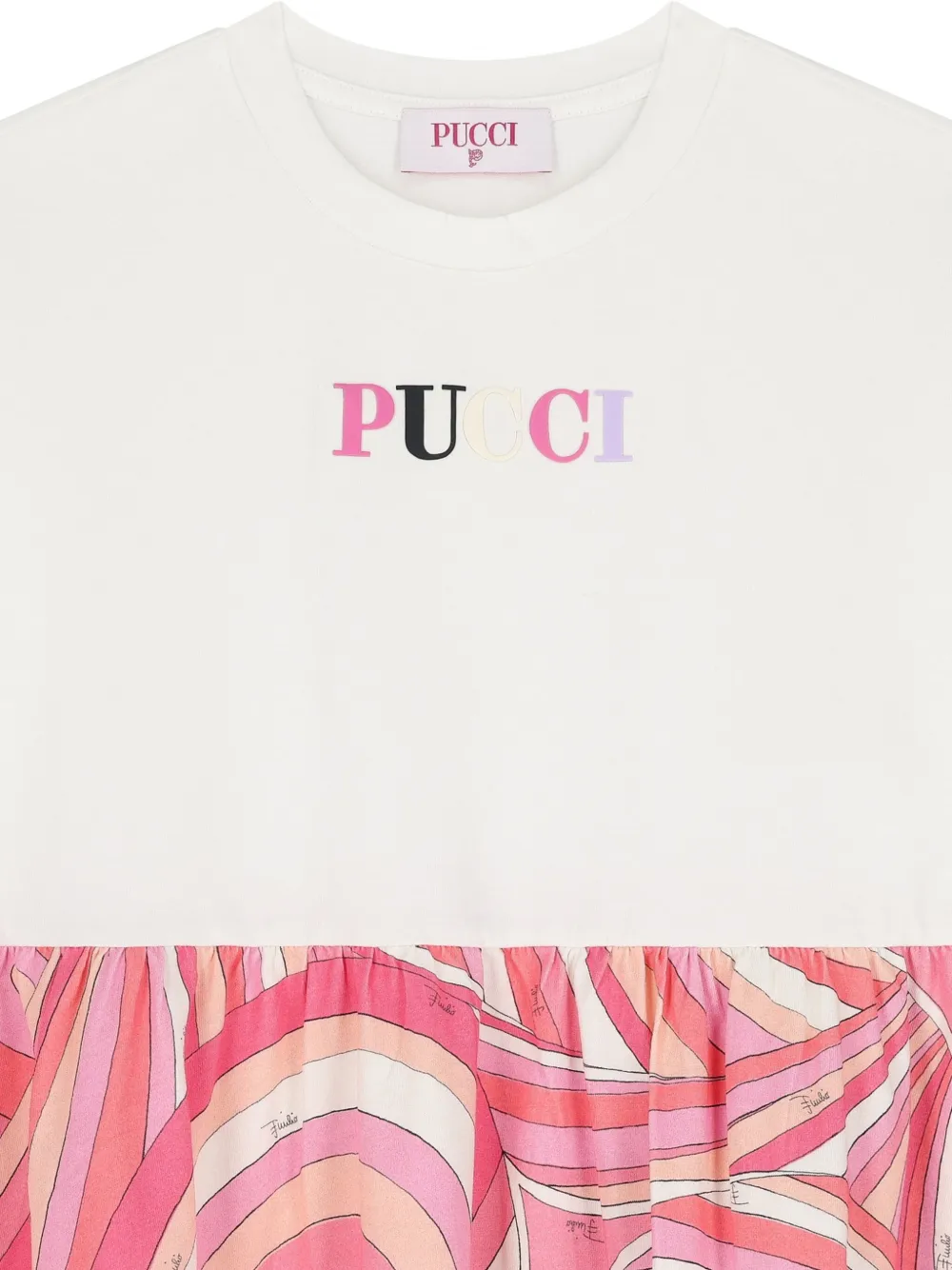 Pucci Junior Logo-embroidered Print Dress In White