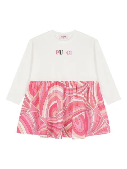 PUCCI Junior logo-embroidered print dress