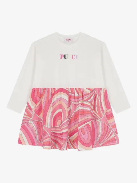 PUCCI Junior logo-embroidered print dress