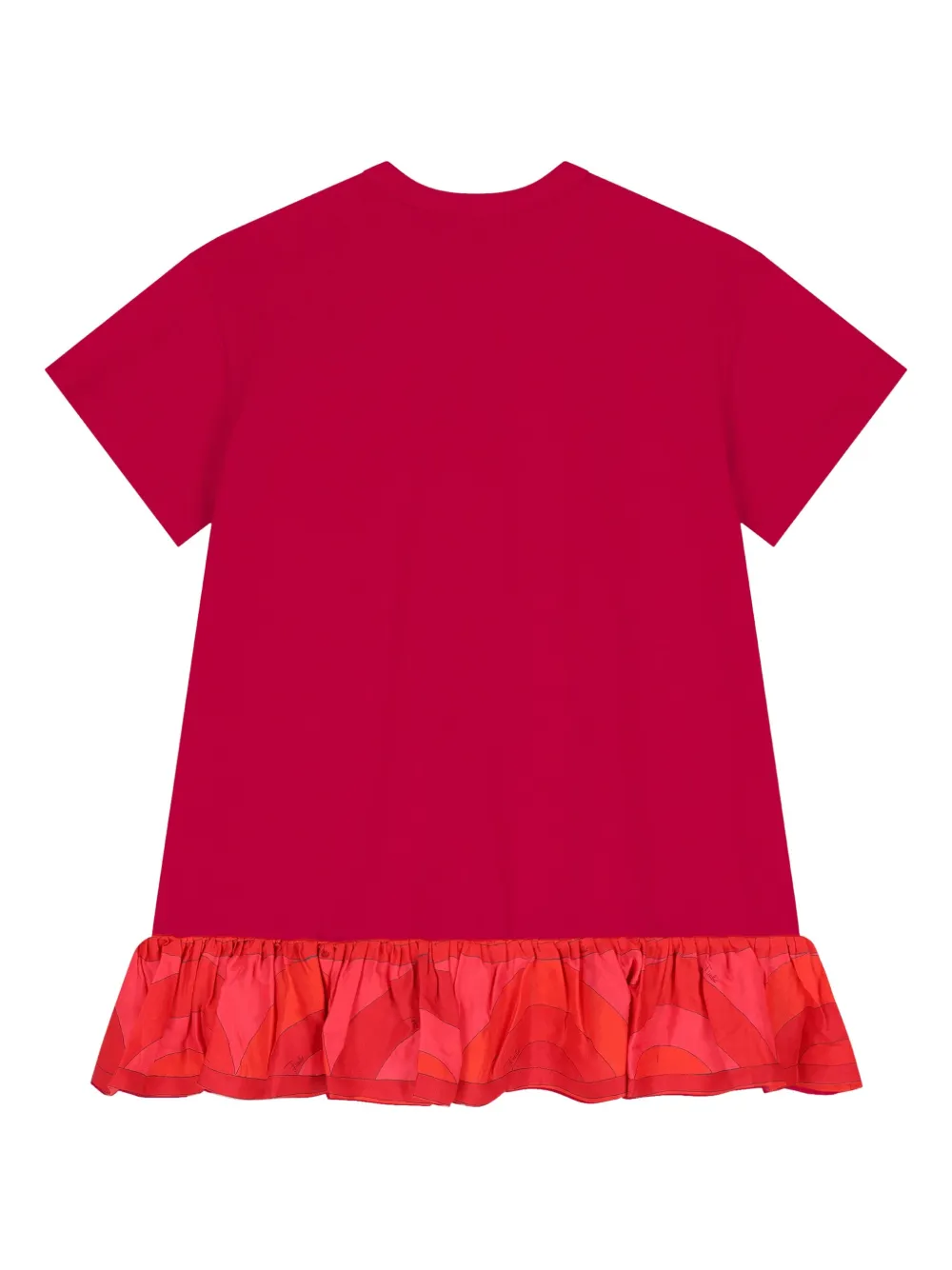 Pucci Junior Logo-patch Ruffled Dress In Red