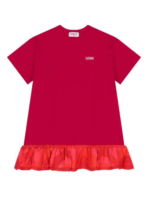 PUCCI Junior logo-patch ruffled dress