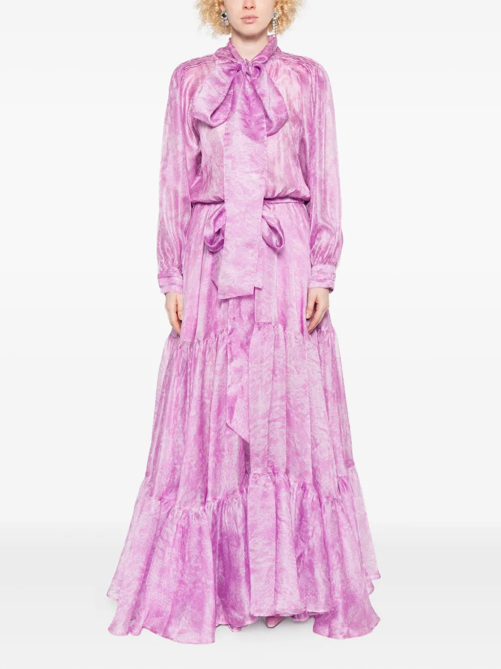 MIAU by Clara Rotescu Maxi-jurk met ruches - Roze