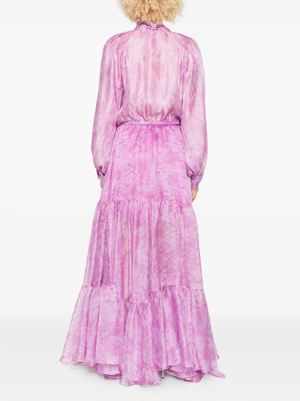 Miau By Clara Rotescu Ruffle-hem Maxi Dress In Pink