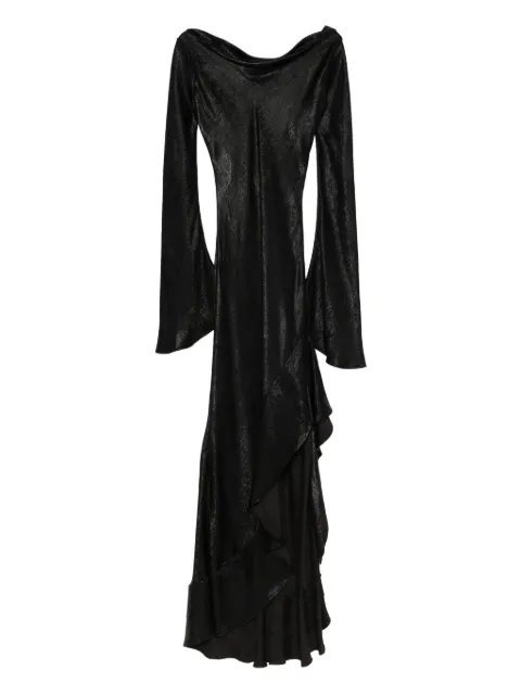 MIAU by Clara Rotescu ruffle-hem long-sleeve midi dress