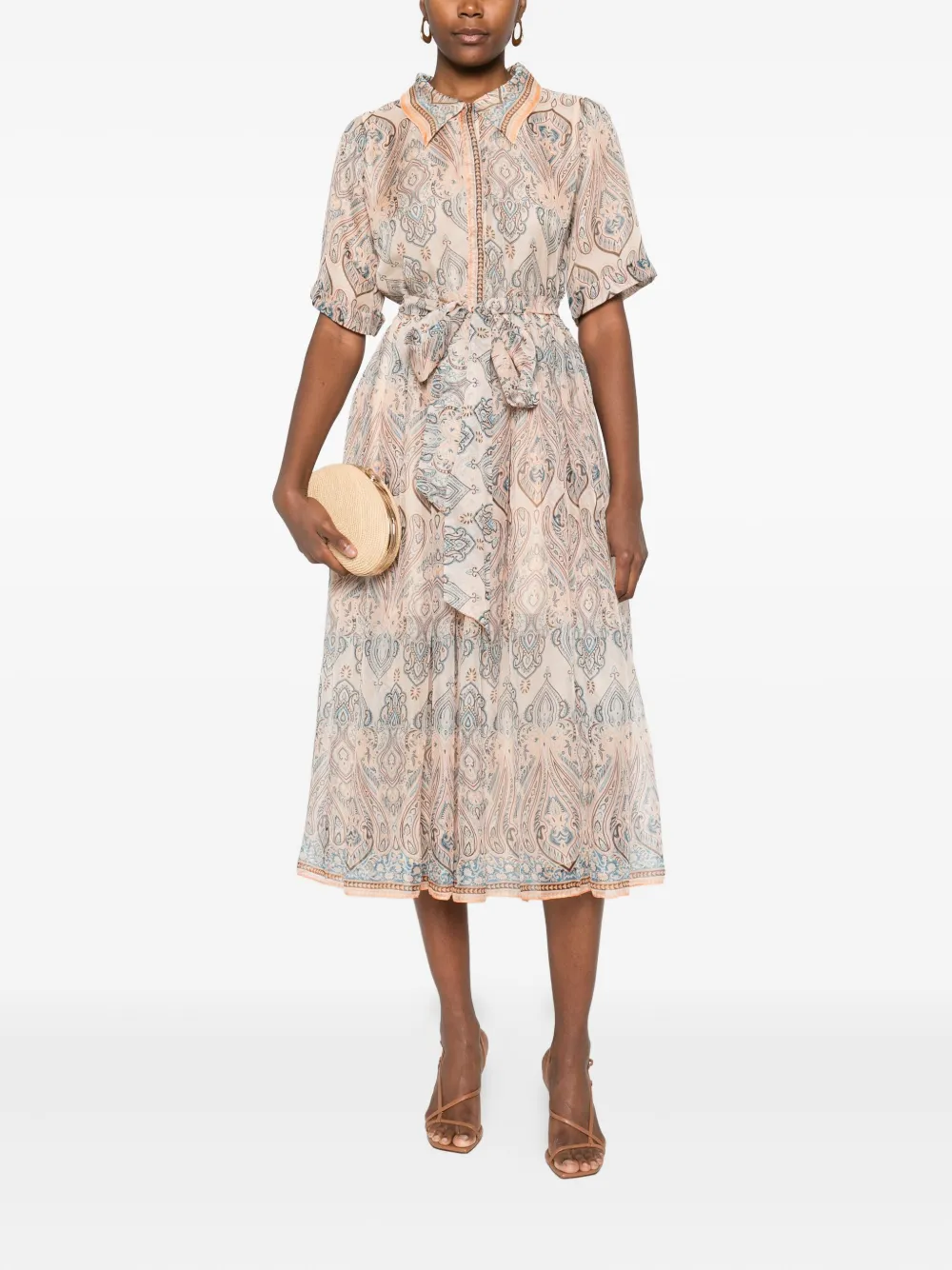 MIAU by Clara Rotescu Midi-jurk met paisley-print - Beige