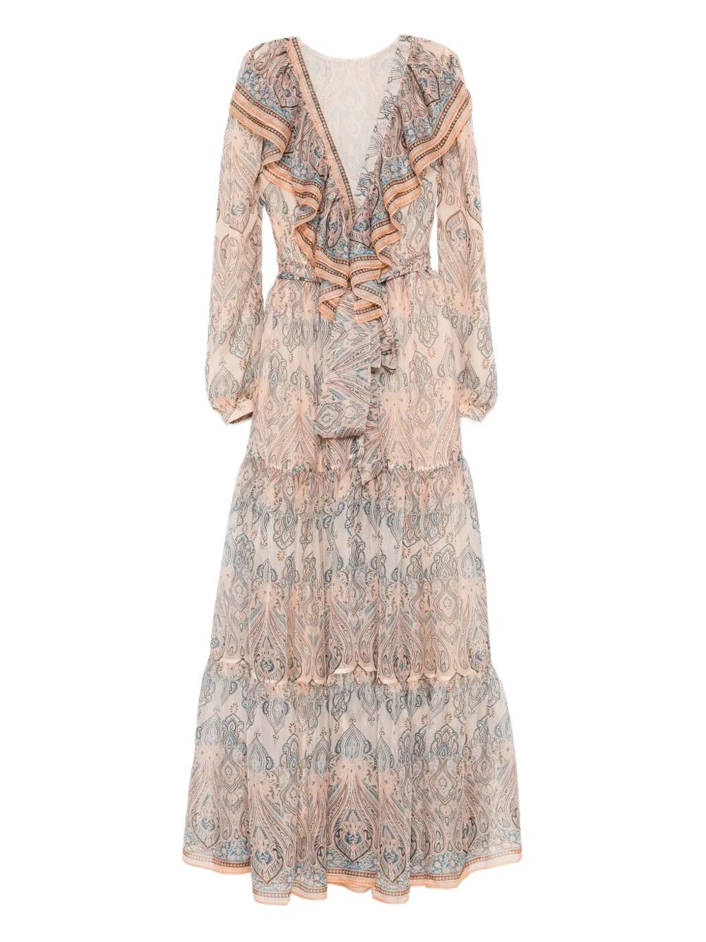 MIAU by Clara Rotescu paisley-print ruffle-hem maxi dress | Neutrals | Image 1