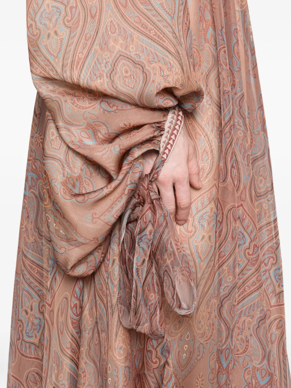 Miau By Clara Rotescu Paisley-print Tiered Dress In Brown