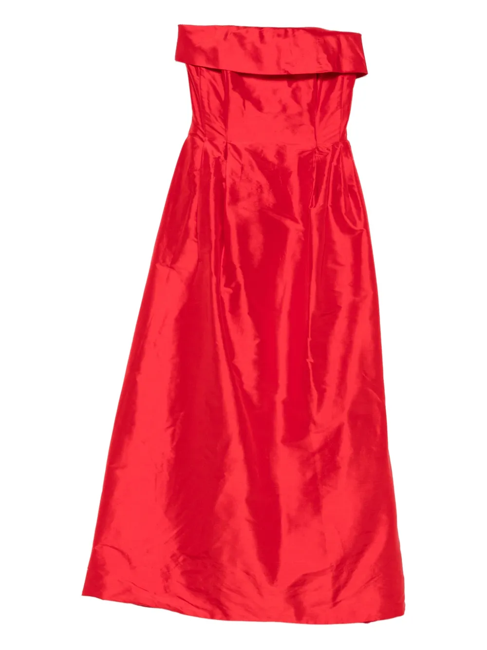 Miau By Clara Rotescu Strapless Pleated Dress In Red