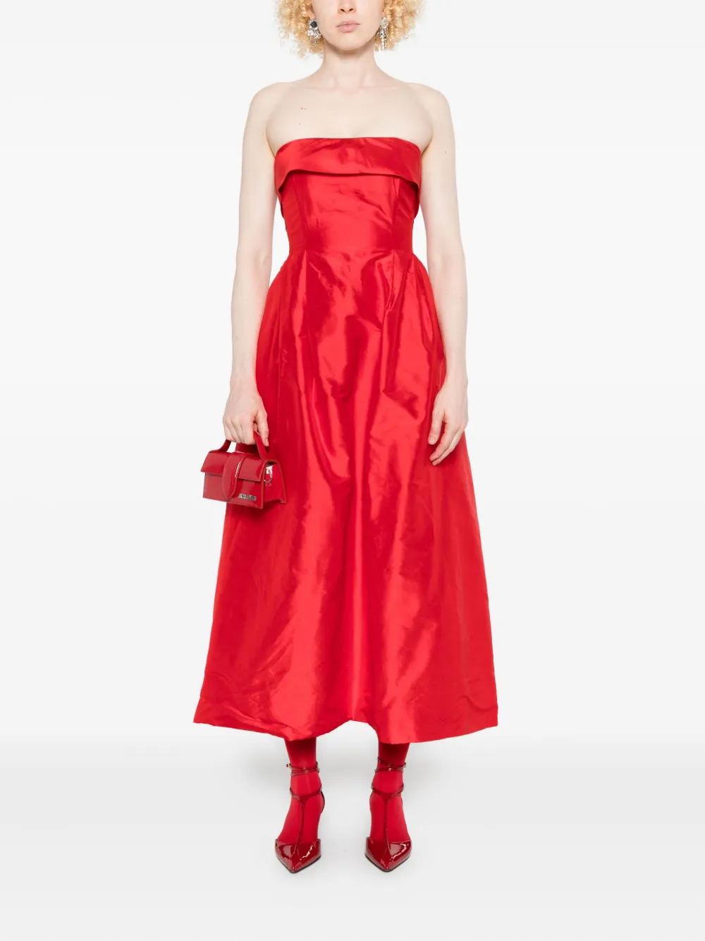 MIAU by Clara Rotescu Strapless geplooide jurk - Rood