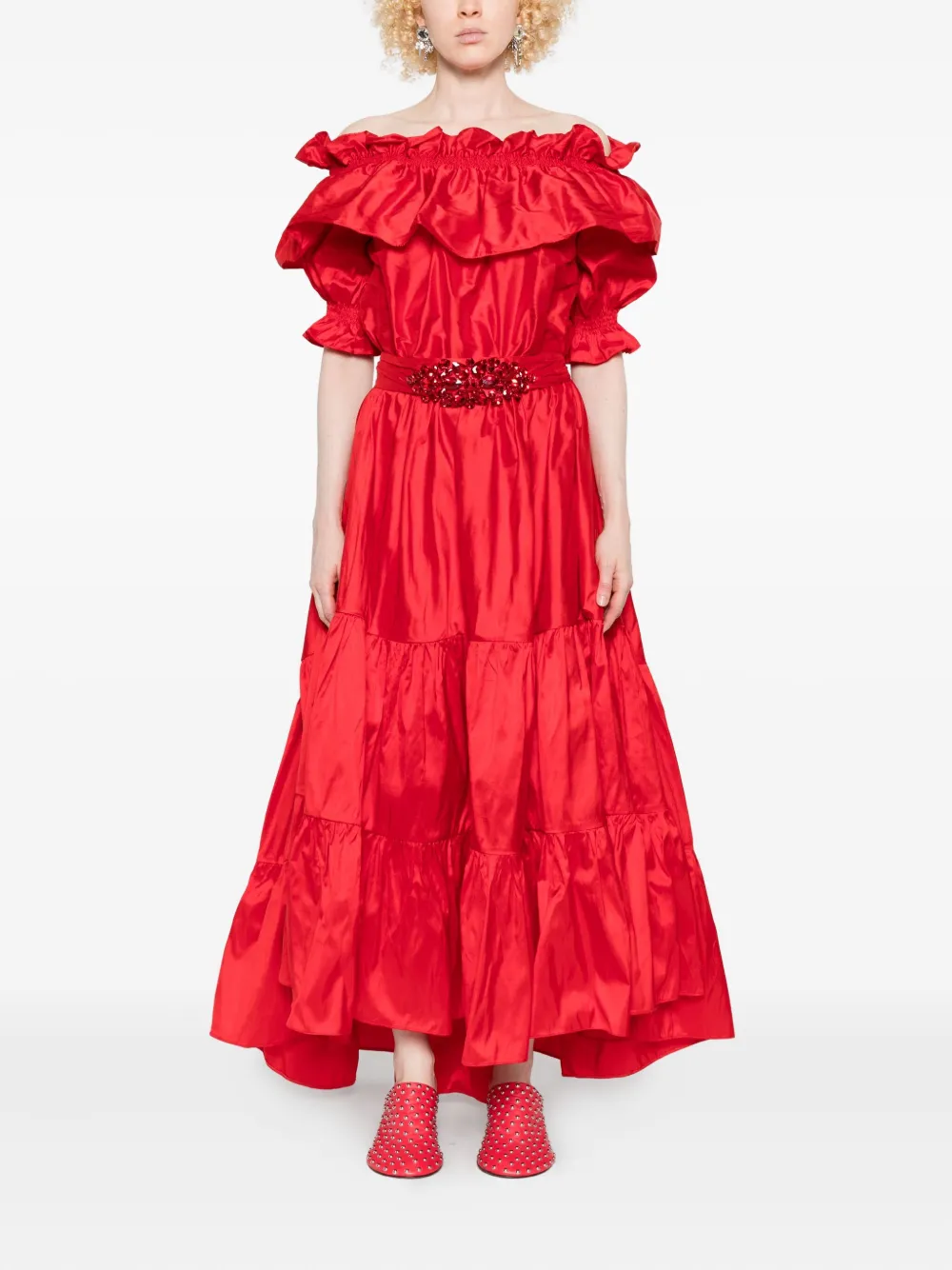 MIAU by Clara Rotescu Asymmetrische gelaagde jurk - Rood