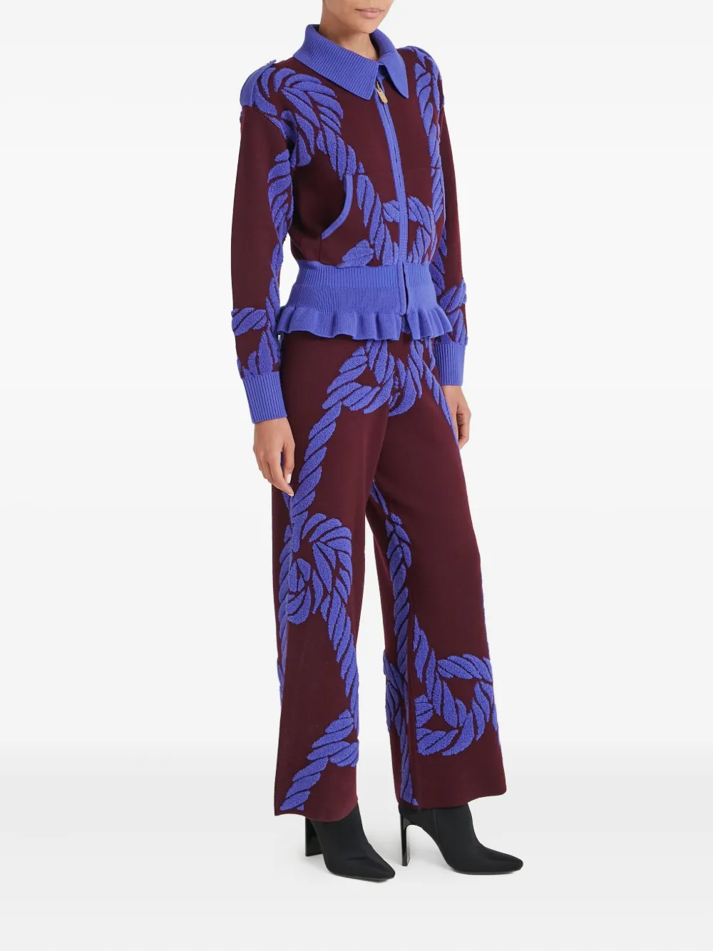 Temperley London Geometric-pattern Cardigan In Red