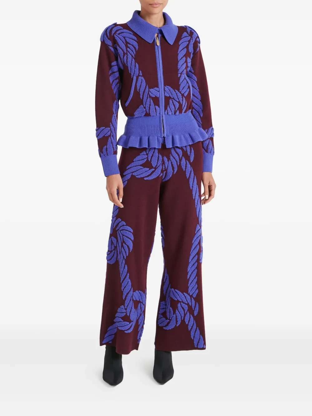 Temperley London Geometric-pattern Cardigan In Red