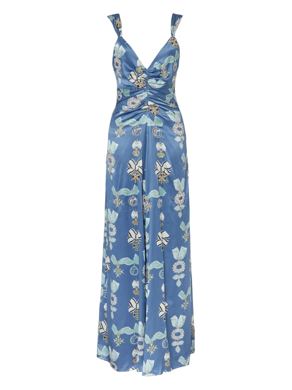 Temperley London Abito lungo Reina smanicato con ruches - Blu
