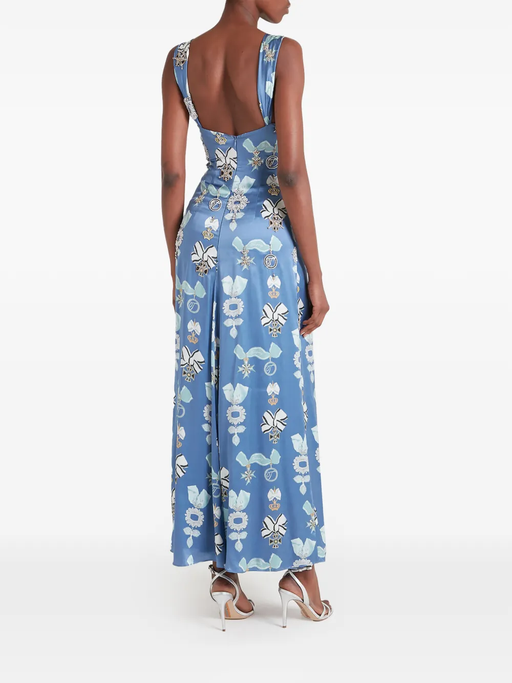 Temperley London Reina mouwloze zijden maxi-jurk met ruches Blauw