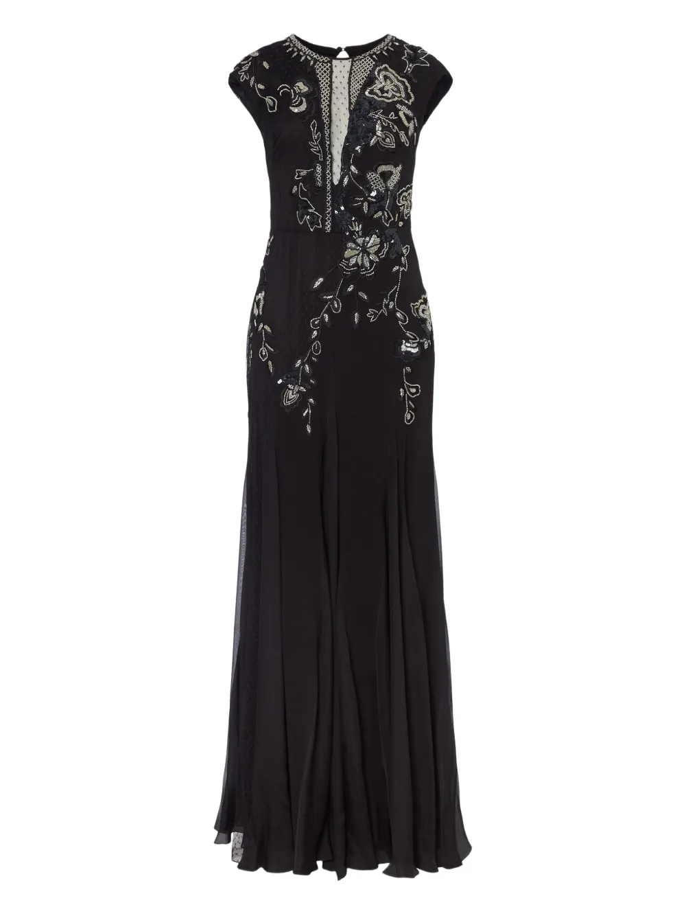 Temperley London Lilly フローラル イブニングドレス - ブラック Temperley London Lilly フローラル イブニングドレス - ブラック
