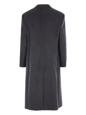 Manteau de laine long col fourrure amovible pour homme