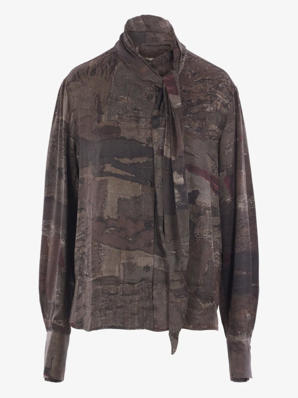 Ziggy Chen Hemd mit Patchwork-Print | Braun | Image 1