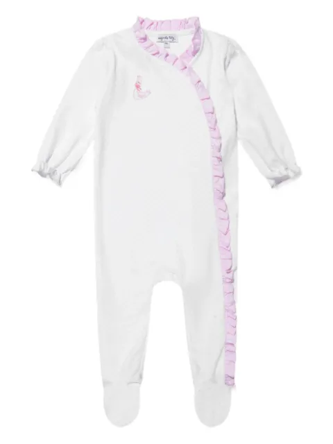 MAGNOLIA BABY embroidered-swan ruffled babygrow