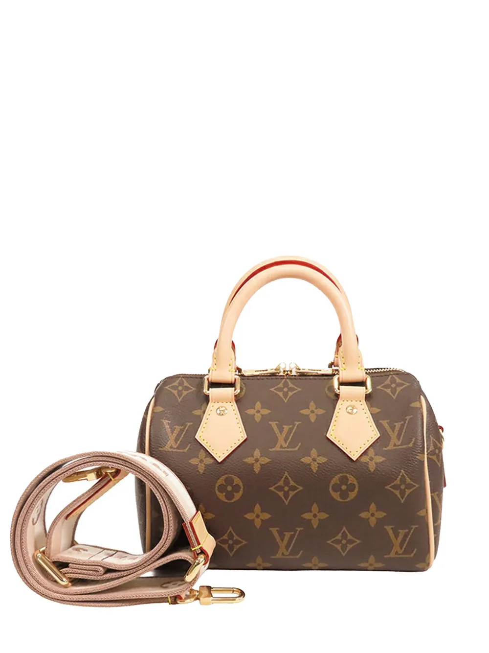 Pre-owned Louis Vuitton 2021-2025 Monogram Speedy Bandouliere 20 Satchel In Brown