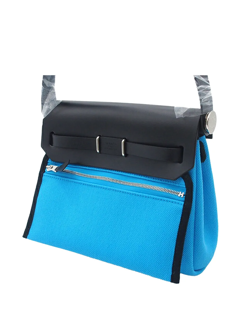 Pre-owned Hermes 2025 Military Toile And Vache Hunter Herbag Zip 20 Crossbody Bag In Black