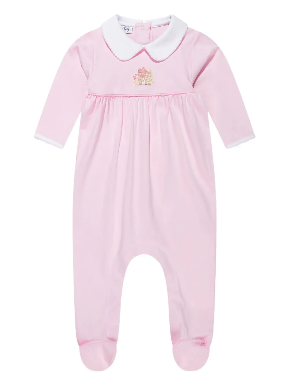 Magnolia Baby Babies' Gingerbread-embroidered Peter Pan-collar Pyjamas In Pink