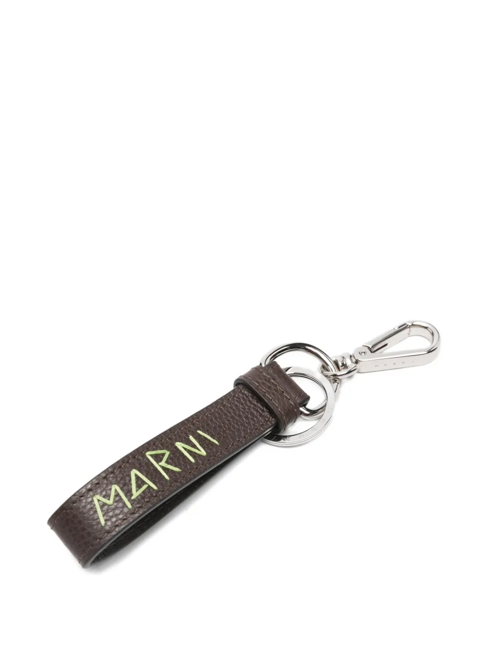 Marni Logo-plaque Leather Keyring In Black