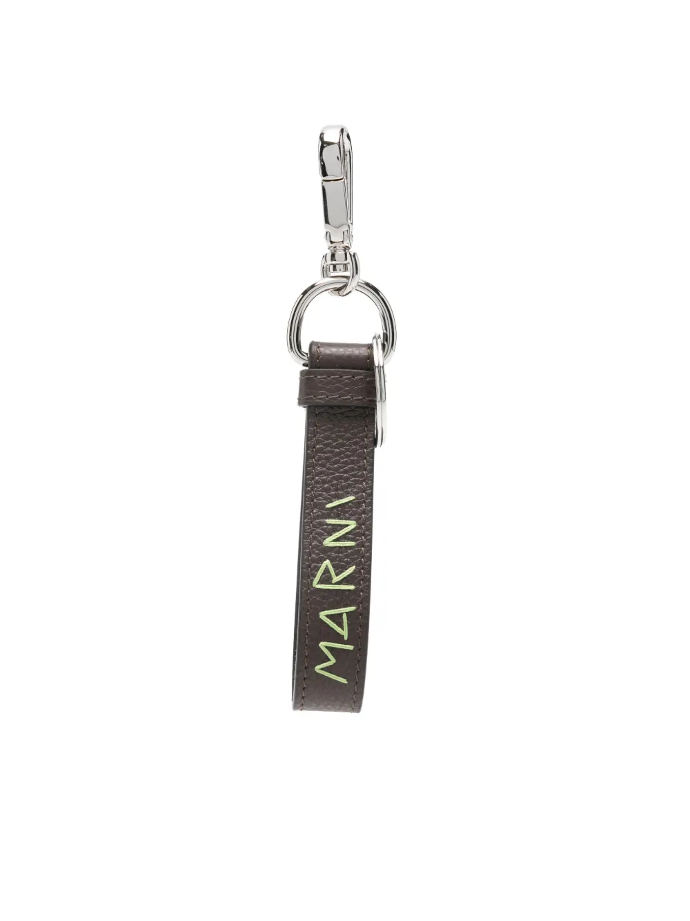 Marni Logo-plaque Leather Keyring In Black