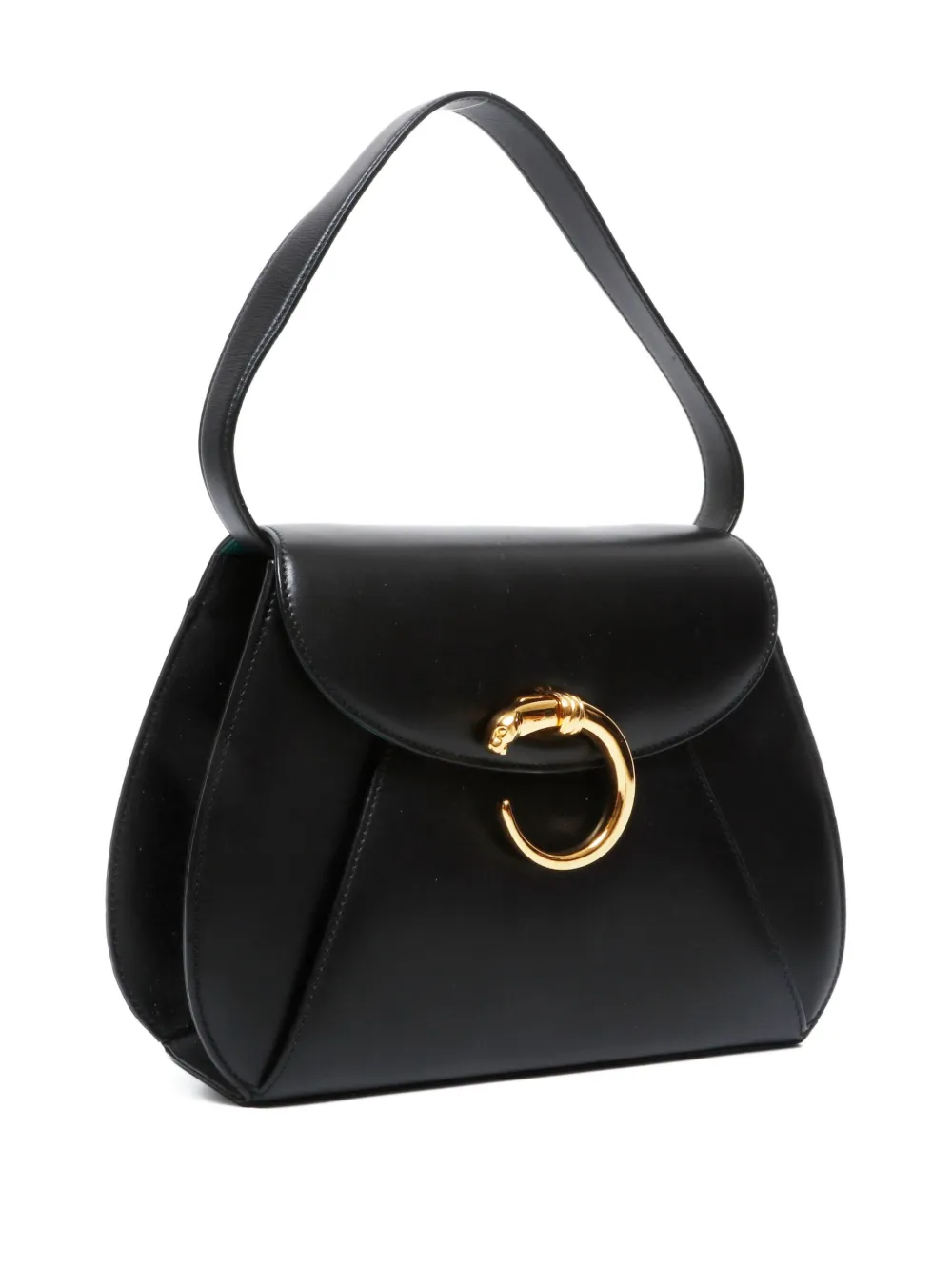 Pre-owned Cartier 2000-2020s Panther Clasp Shoulder Bag In Black