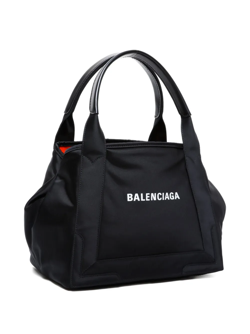 Pre-owned Balenciaga 2020-2025s Cabas S Logo-print Tote Bag In Black