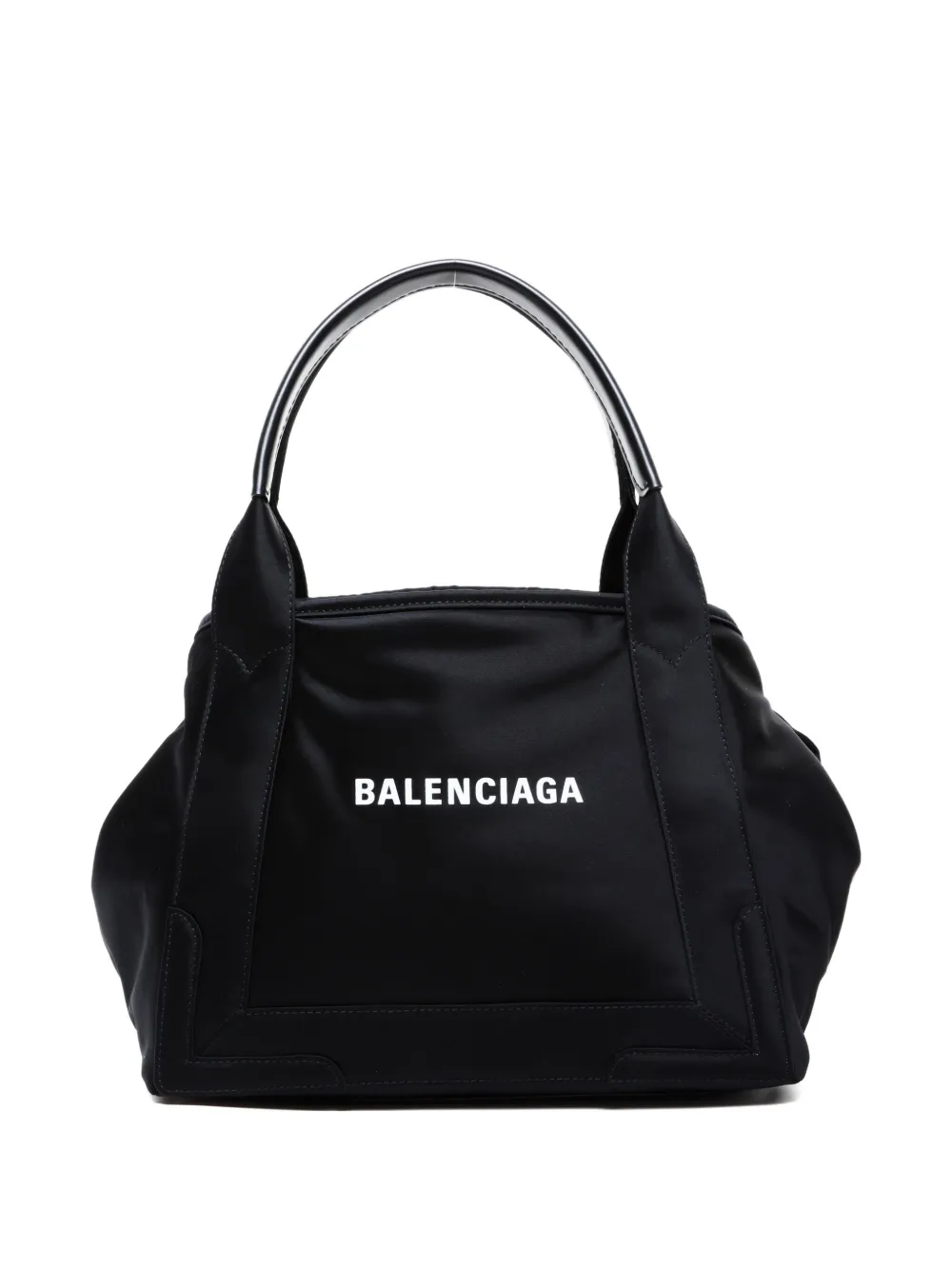Pre-owned Balenciaga 2020-2025s Cabas S Logo-print Tote Bag In Black