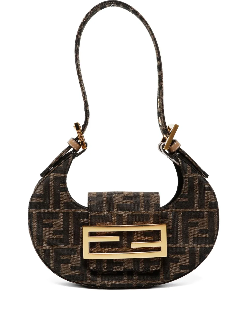 Fendi Pre-Owned 2015-2024 ズッカ ミニ クッキー クレセント ミニバッグ - ブラウン Fendi Pre-Owned 2015-2024 ズッカ ミニ クッキー クレセント ミニバッグ - ブラウン