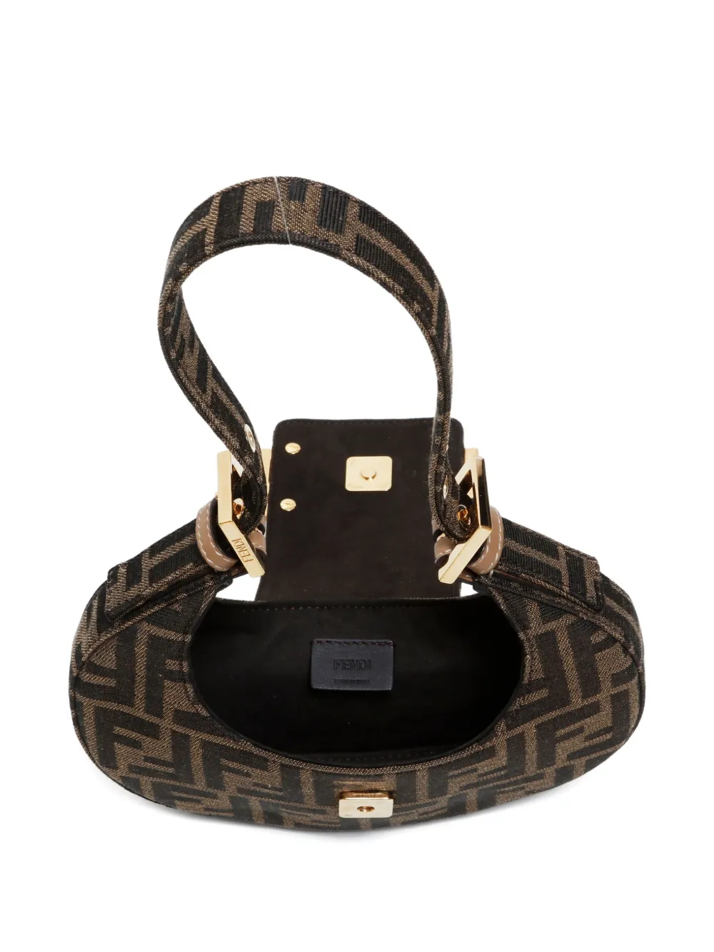 Pre-owned Fendi 2015-2024s Zucca Mini Cookie Crescent Mini Bag In Brown