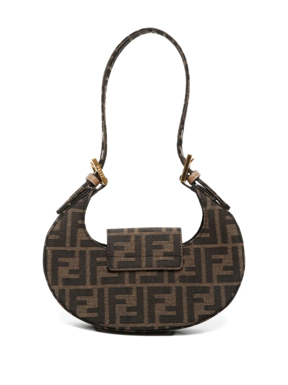 Pre-owned Fendi 2015-2024s Zucca Mini Cookie Crescent Mini Bag In Brown